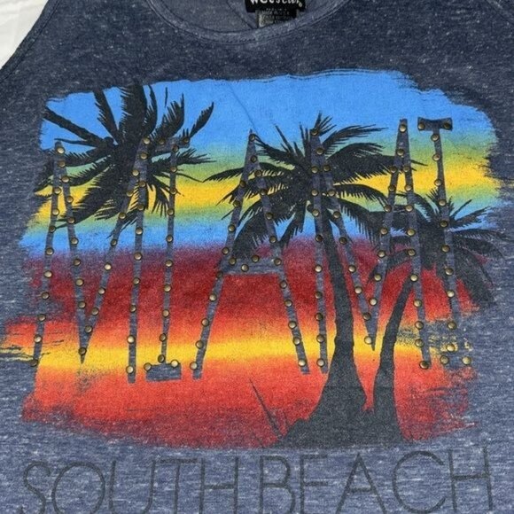 Wet Seal Womens Miami South Beach Tank Top Blue S - Picture 2 of 6